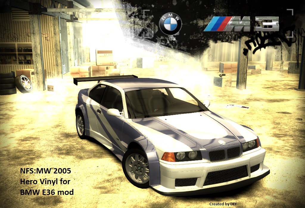 Need For Speed Most Wanted Hero Vinyl for BMW E36 mod