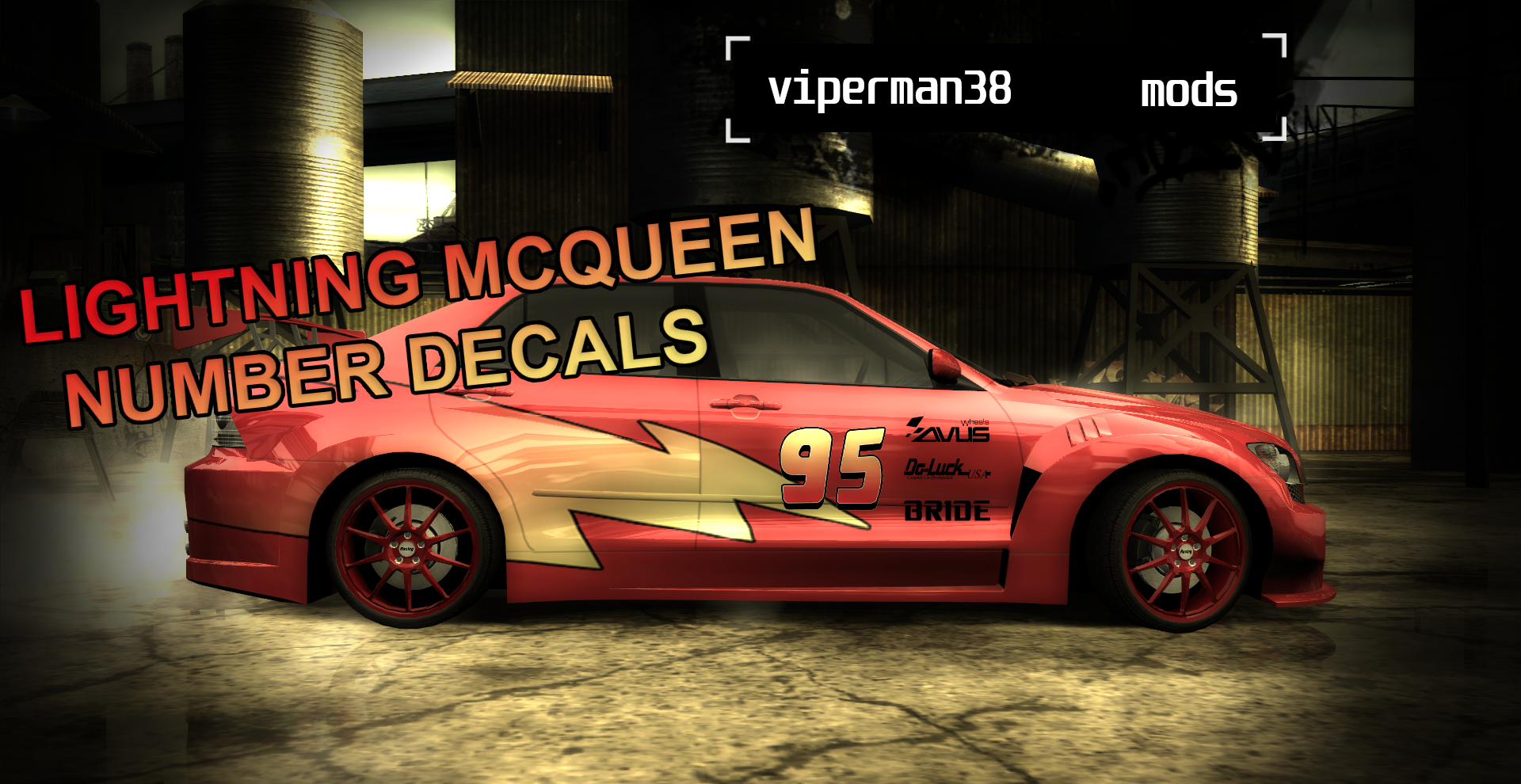 Need For Speed Most Wanted Lightning McQueen Number Decals