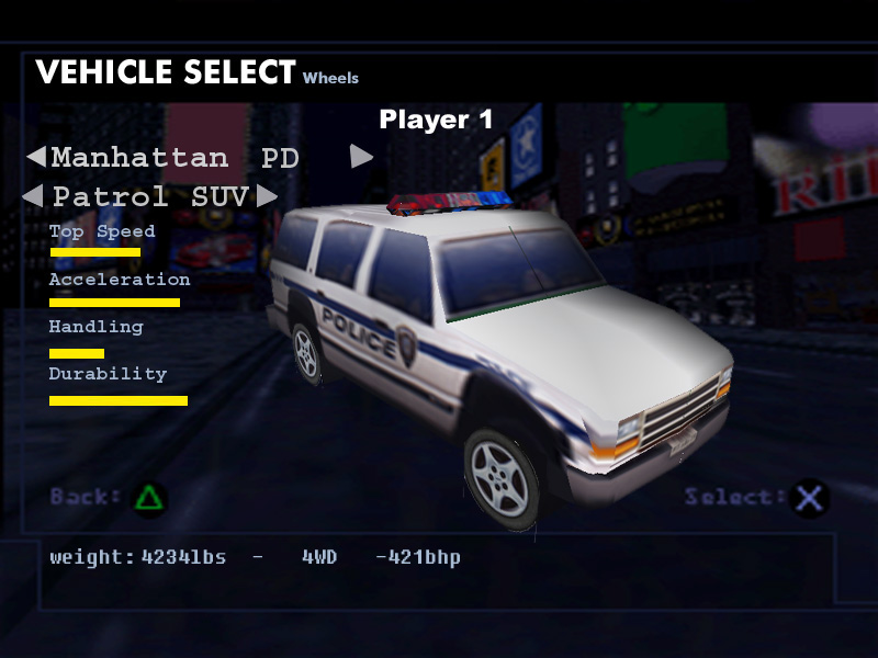 Need For Speed High Stakes Fantasy Patrol SUV