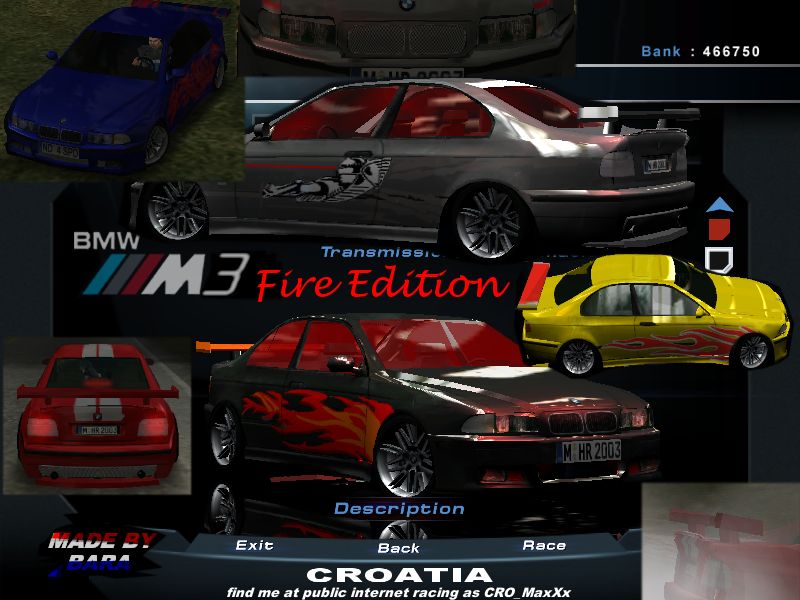 Need For Speed Hot Pursuit 2 BMW E36 M3 Fire Edition