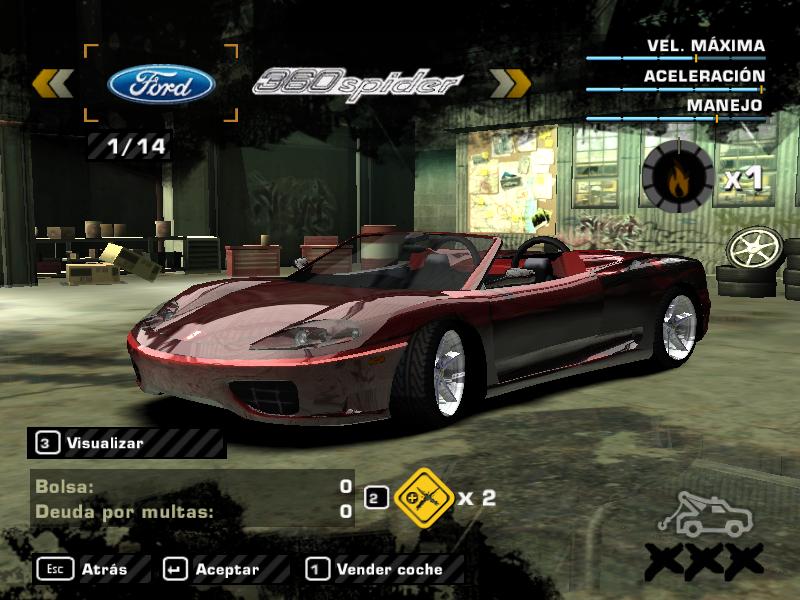 Need For Speed Most Wanted Ferrari 360 spider modificado