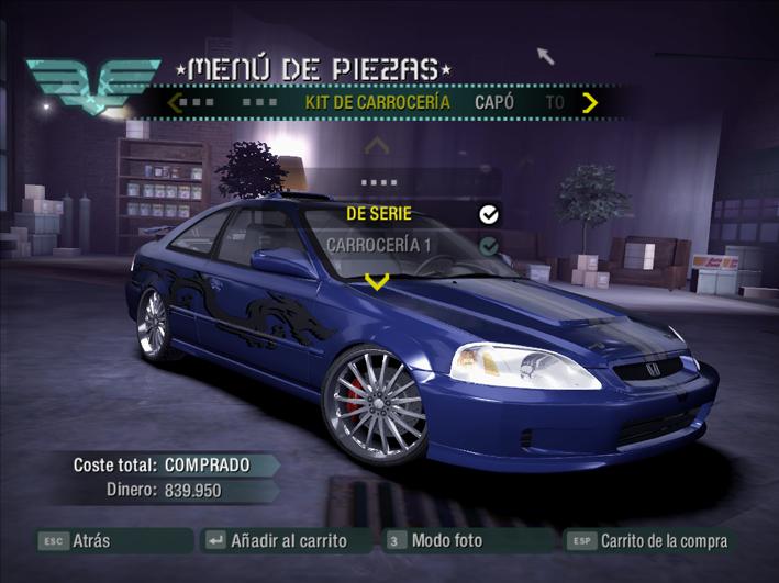 Need For Speed Carbon Honda Civic Si Coupe